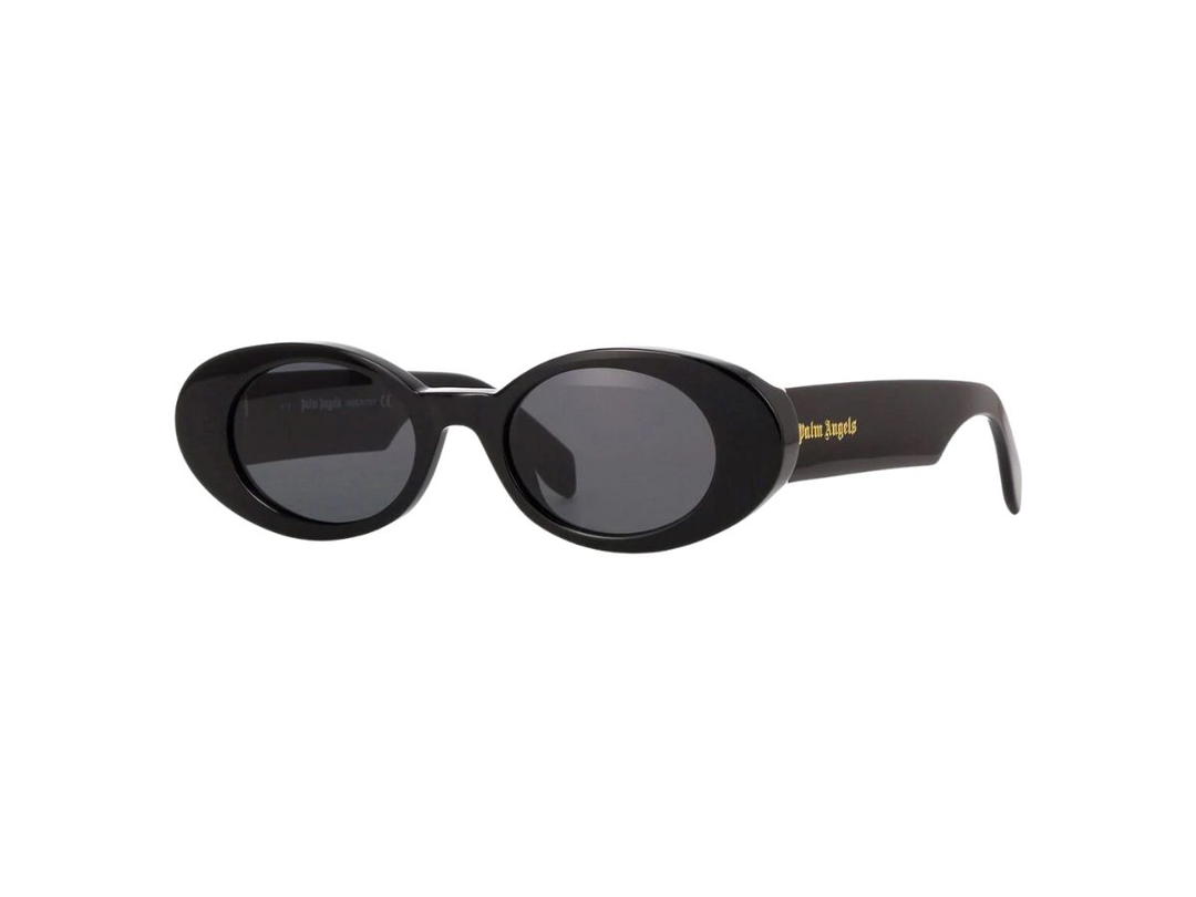 Palm Angels Palm Angels Gilroy Sunglasses In Shiny Black Acetate Frame With Gold Logo And Dark Grey Lenses