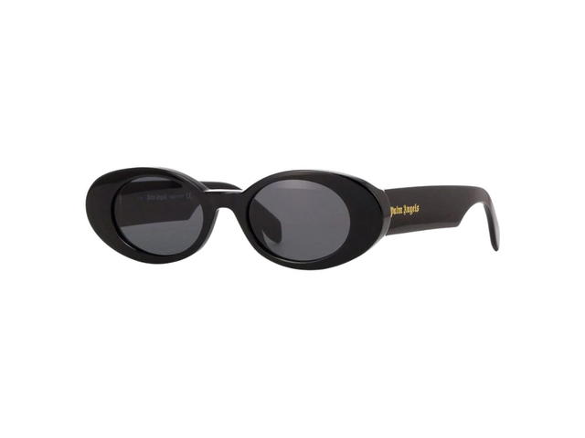 Palm Angels Palm Angels Gilroy Sunglasses In Shiny Black Acetate Frame With Gold Logo And Dark Grey Lenses - view 1