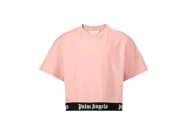 Palm Angels Palm Angels Girls Logo Tape Cropped Tee Coral Pink - view 1