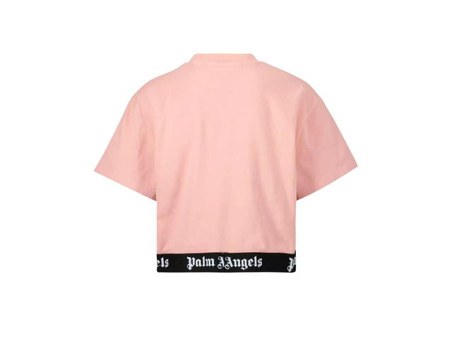 Palm Angels Palm Angels Girls Logo Tape Cropped Tee Coral Pink - view 2