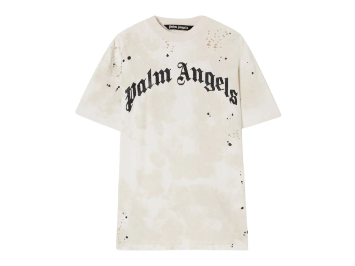 Palm Angels Palm Angels Glittered Logo Classic Tee Off White Black