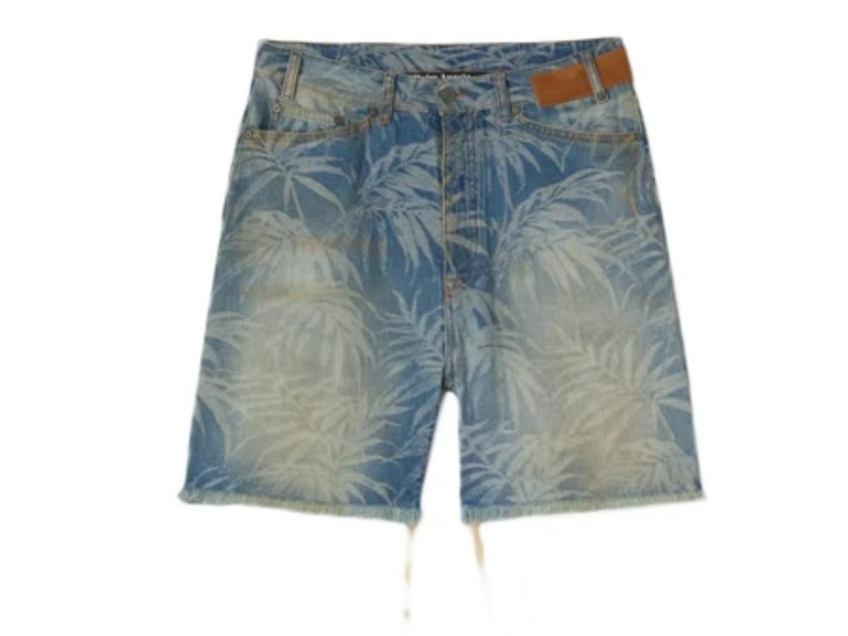Palm Angels Palm Angels Jungle Denim Shorts Light Blue Off White