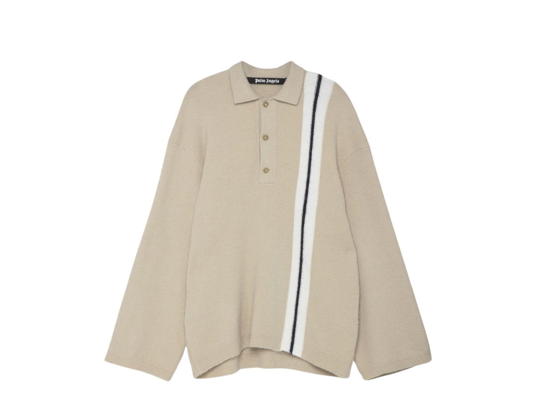 Palm Angels Palm Angels Knitted Polo Sweatshirt Off White White