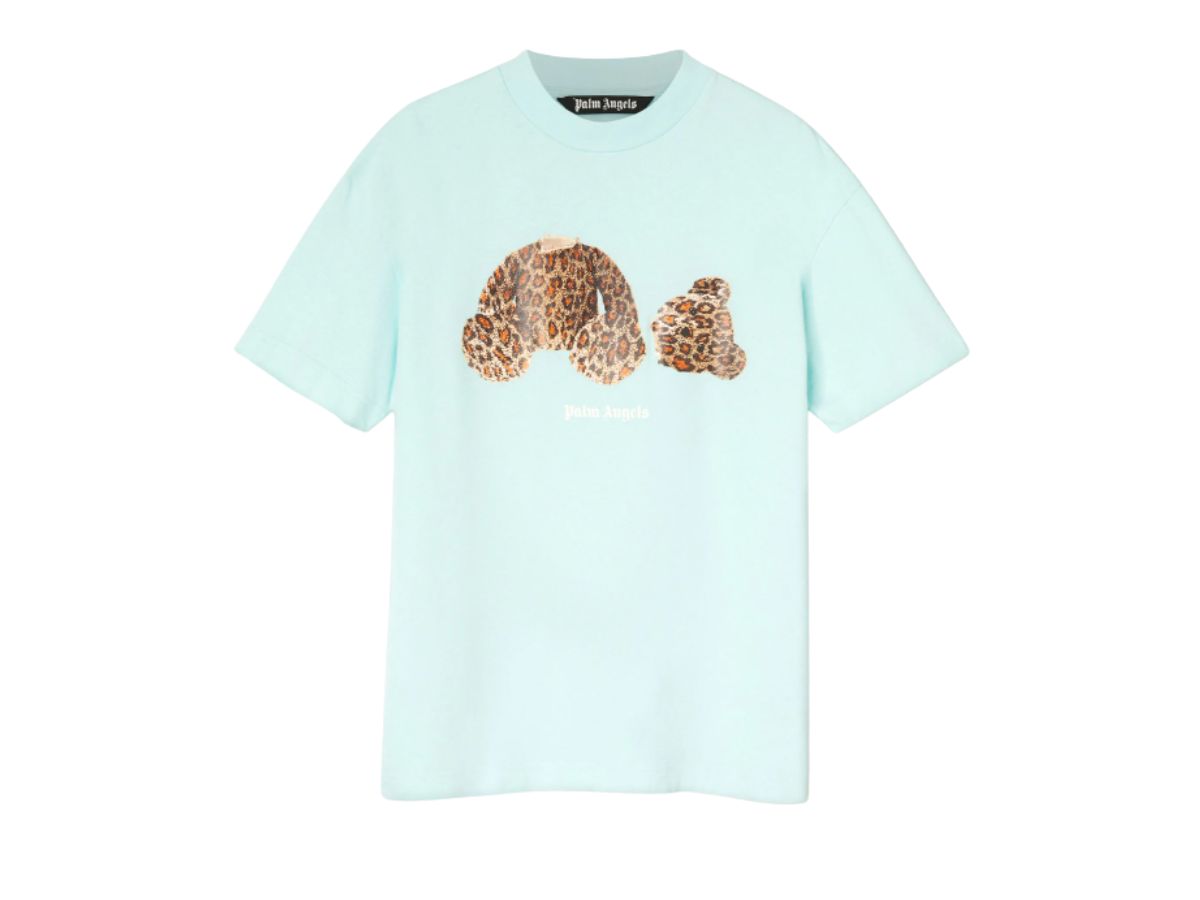 Palm Angels Palm Angels Leopard Bear T-Shirt Seafoam Brown