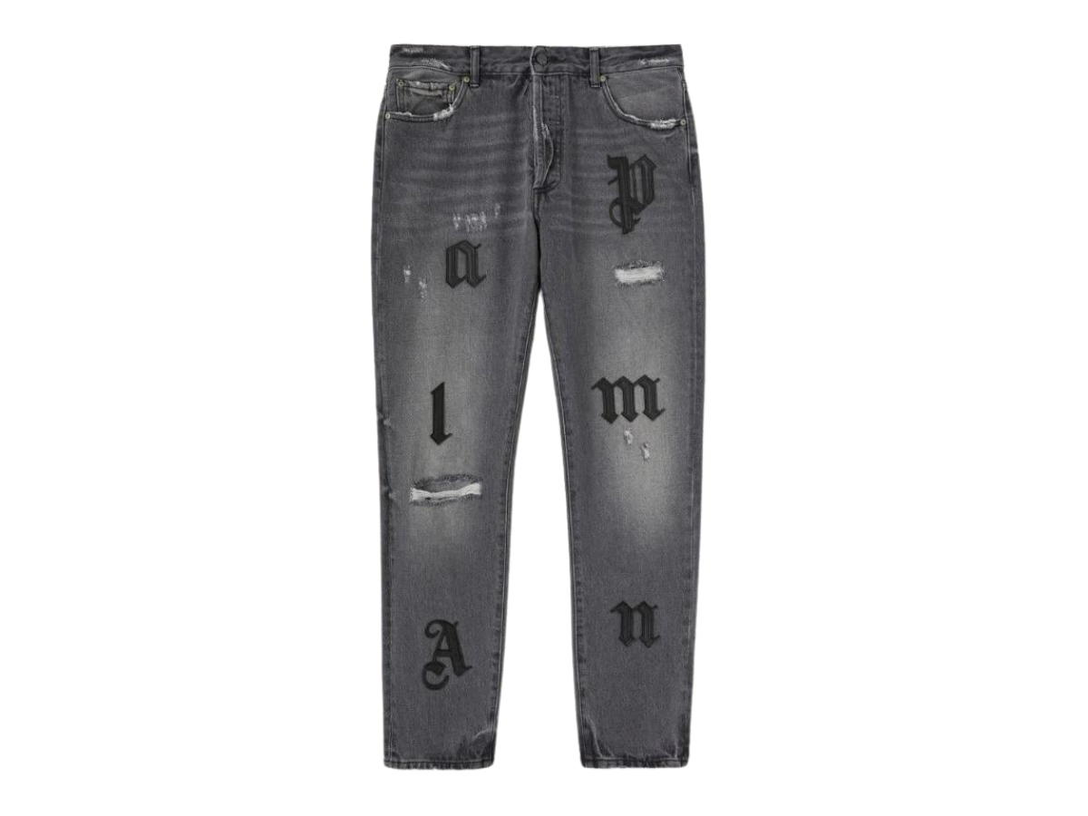 Palm Angels Palm Angels Logo Patch Classic Denim Pants Medium Grey Black