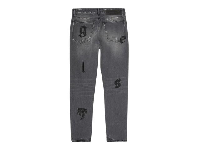 Palm Angels Palm Angels Logo Patch Classic Denim Pants Medium Grey Black - view 2