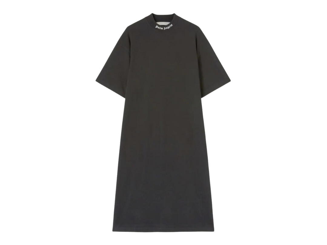 Palm Angels Palm Angels Logo-Print T-Shirt Dress Black White