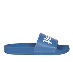 Buy Palm Angels Logo Printed Slides Blue at Sasom – Authentic and Ready to Ship