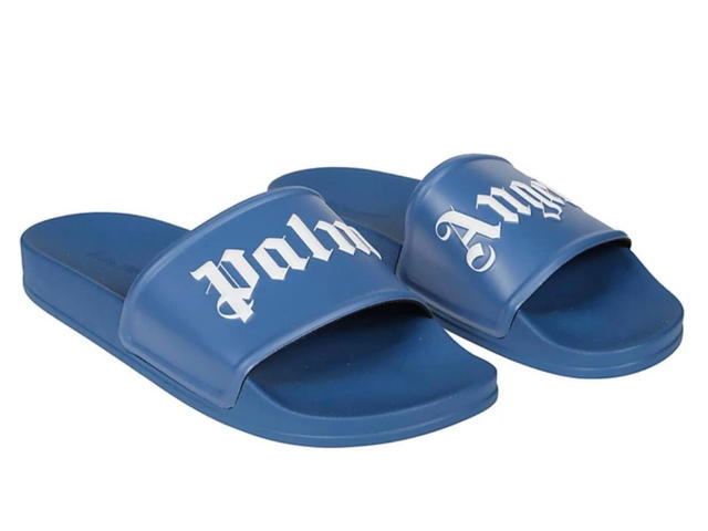 Palm Angels Palm Angels Logo Printed Slides Blue - view 3