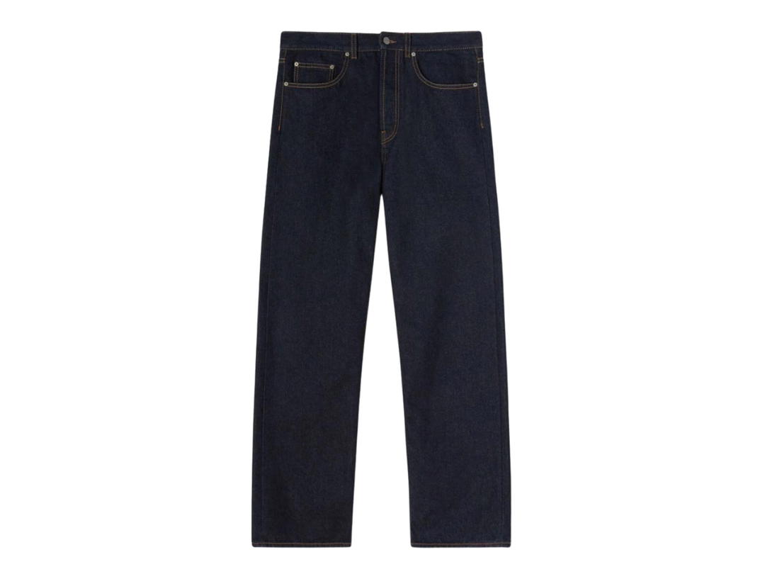 Palm Angels Palm Angels Logo Raw Wash Loose 5 Pockets Navy Blue White