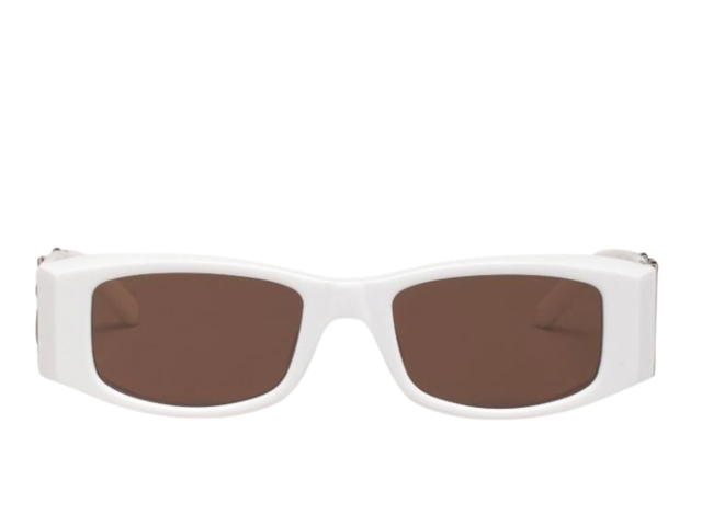 WHITE BROWN Palm Angels Logo Sunglasses White Brown - view 1