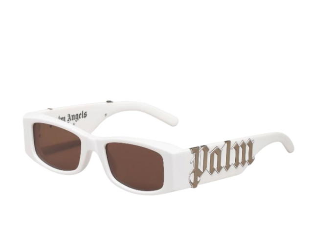 WHITE BROWN Palm Angels Logo Sunglasses White Brown - view 2