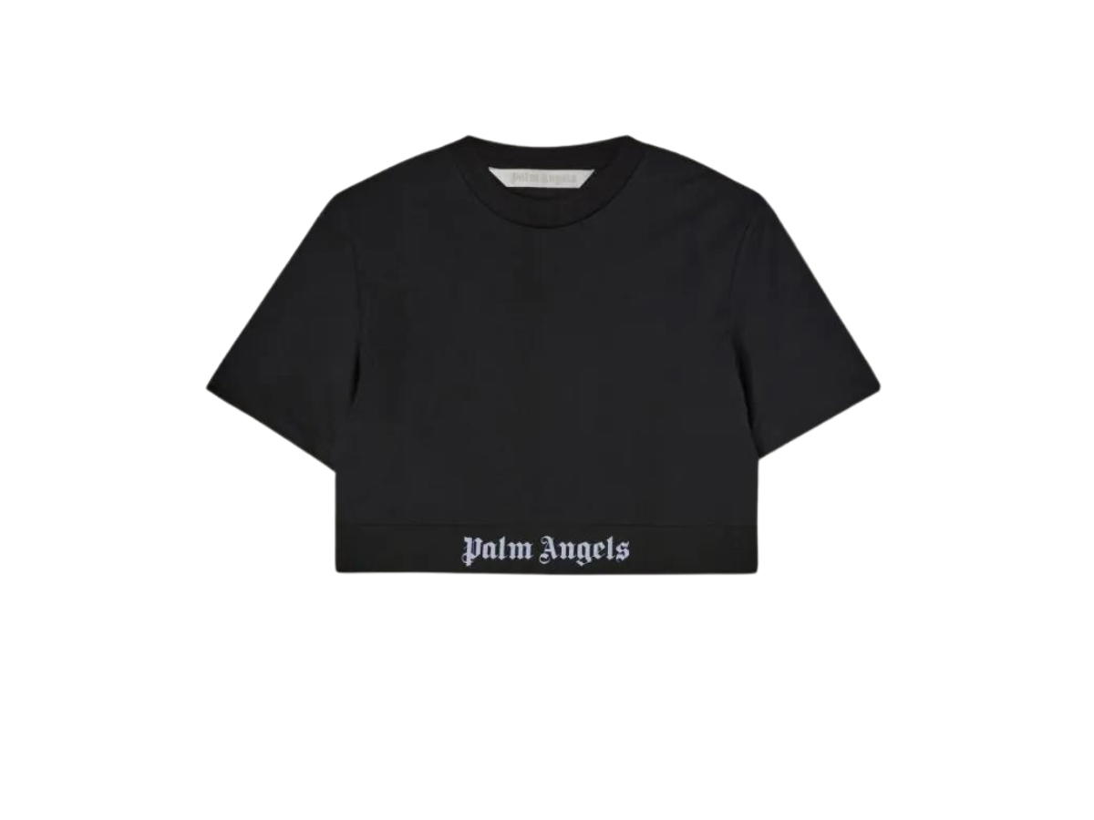 Palm Angels Palm Angels Logo Tape Cropped T-Shirt Black White