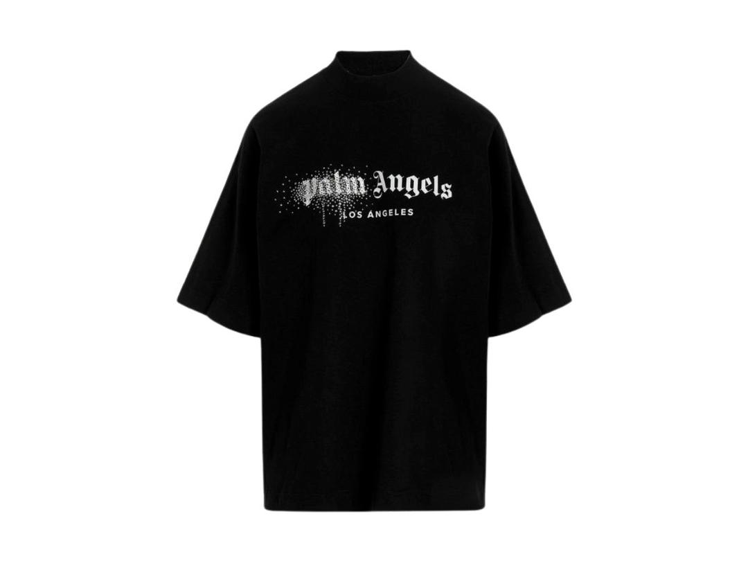 Palm Angels Palm Angels Los Angeles T-Shirt With Rhinestones Black