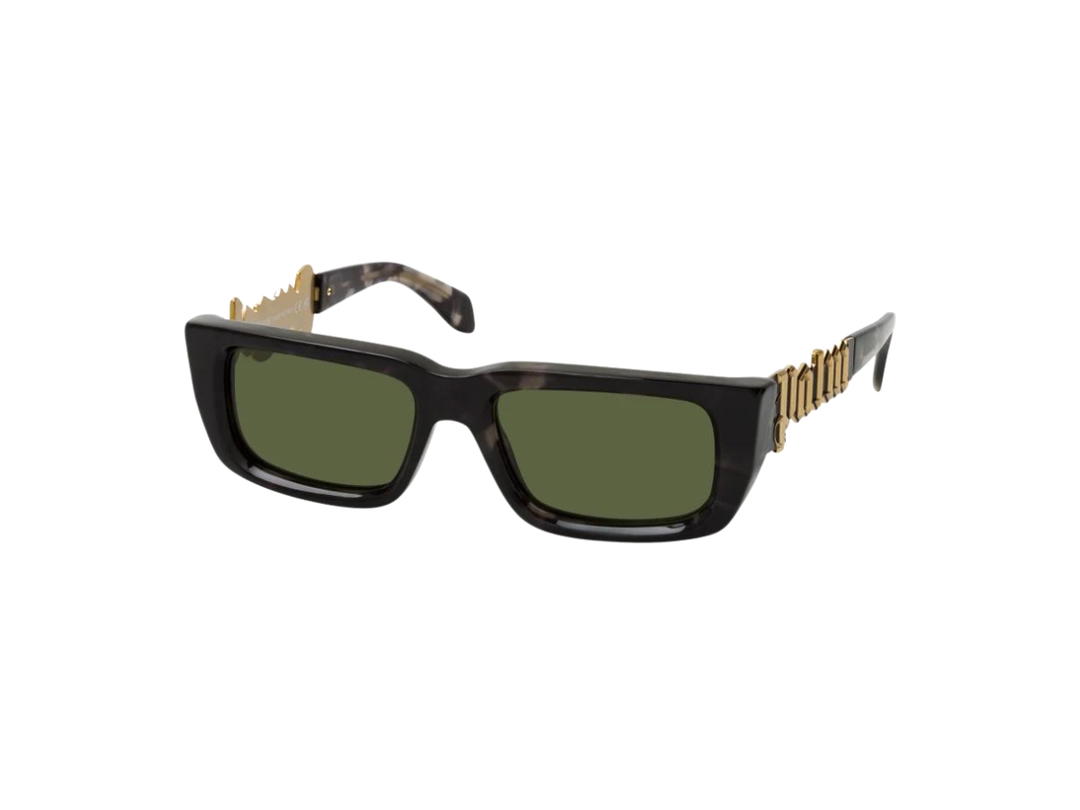 Palm Angels Palm Angels Milford Sunglasses In Rectangle Square Frame With Green Lens Havana