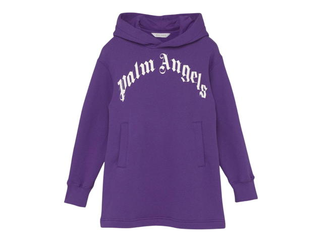 Palm Angels Palm Angels Over Logo Hoodie Dress Purple White - view 1