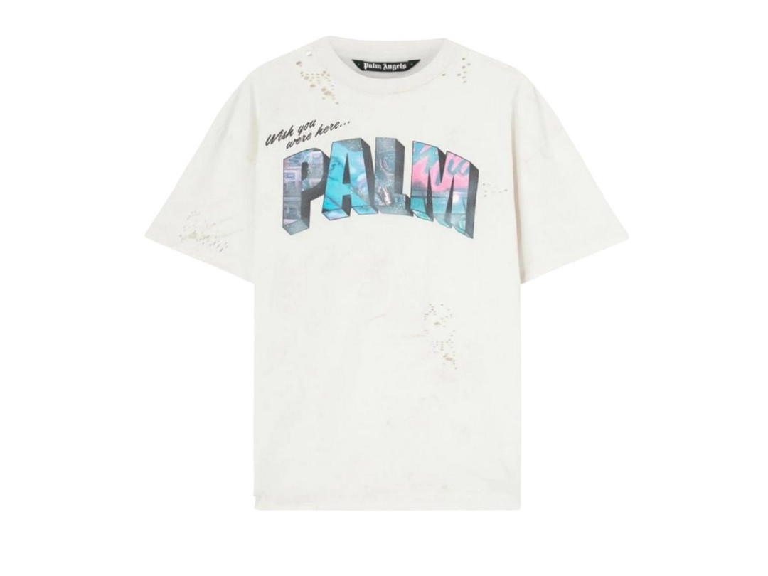 Palm Angels Palm Angels Palm Sign-Print T-Shirt Multicolor White