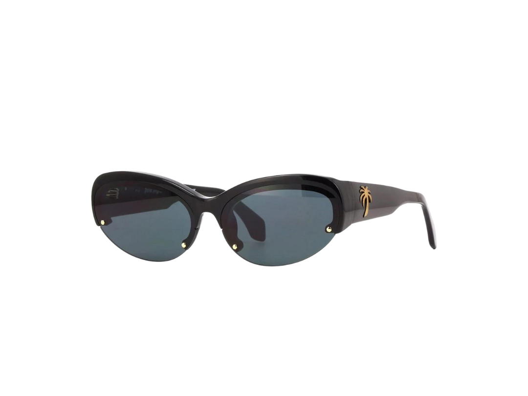 Palm Angels Palm Angels Palmdale Sunglasses In Cat Eye Frame With Dark Grey Lens Shiny Black