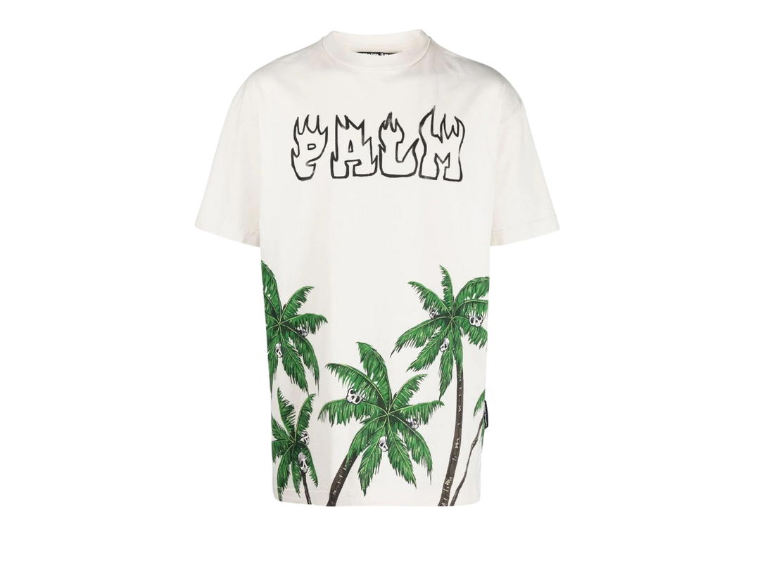 Palm Angels Palm Angels Palms And Skull Vintage T-Shirt White Green