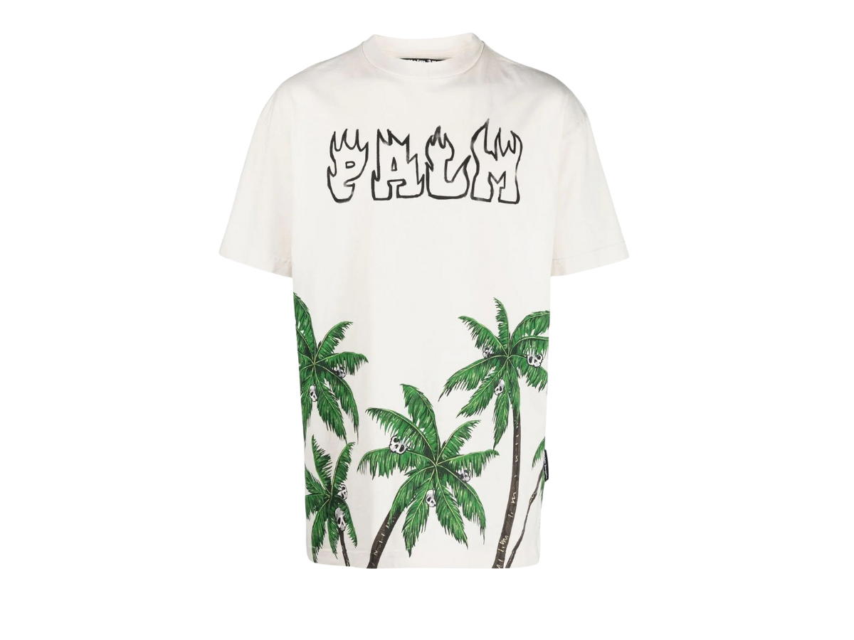 Palm Angels Palm Angels Palms And Skull Vintage T-Shirt White Green