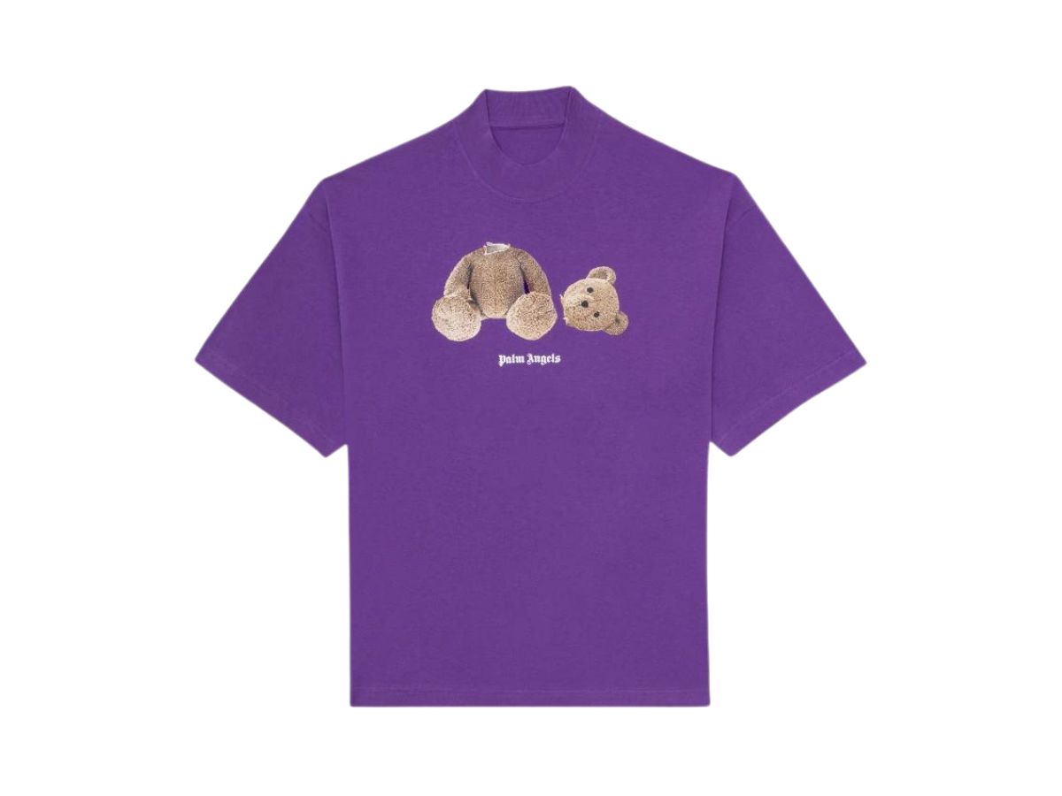 Palm Angels Palm Angels Purple Bear S/S T-Shirt Oversize Fit Purple-Brown