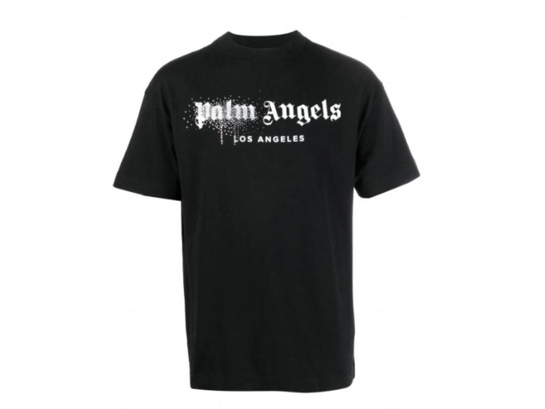 Palm Angels Palm Angels Rhinestone-Embellished Logo T-Shirt Black