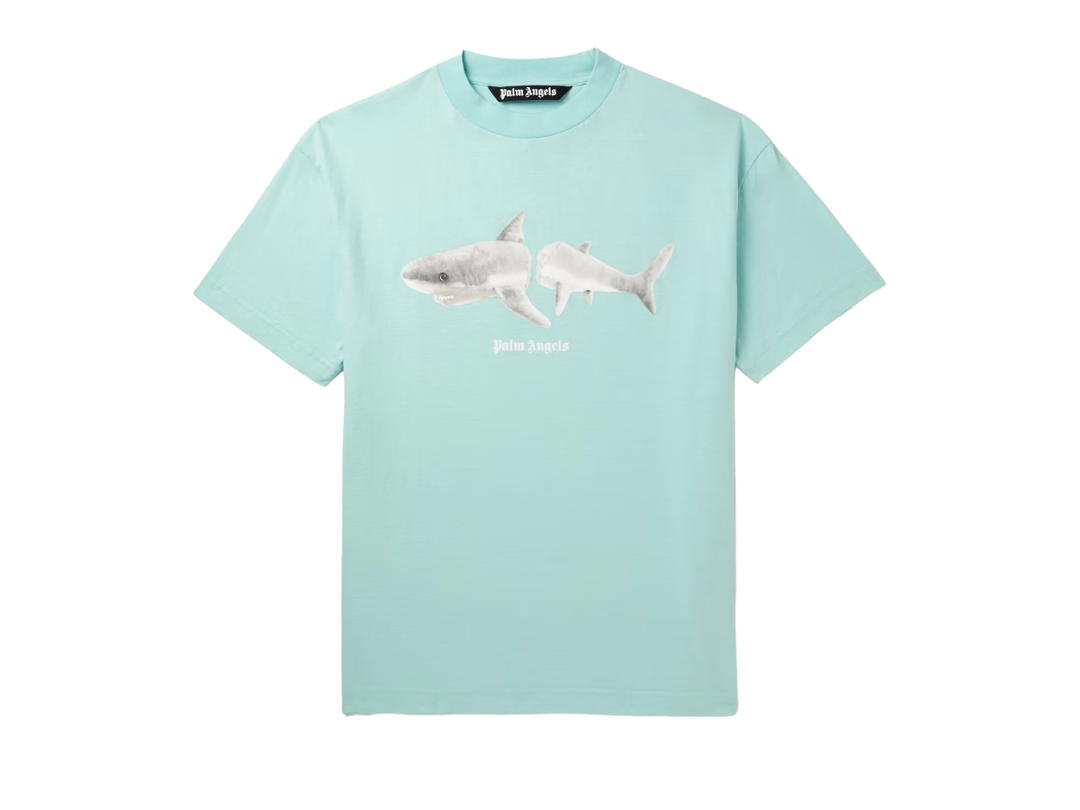 Palm Angels Palm Angels Shark Print Crewneck T-shirt Blue