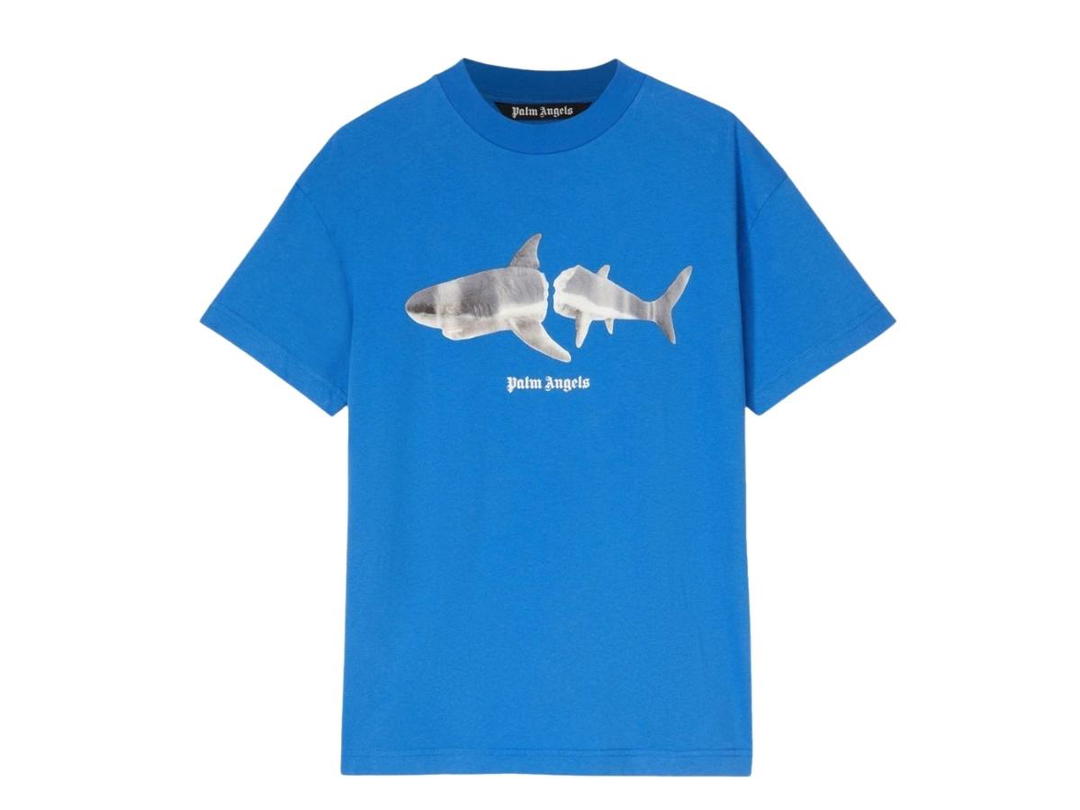 Palm Angels Palm Angels Shark T-Shirt Blue White