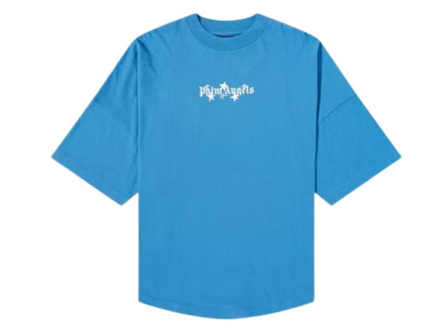 Palm Angels Palm Angels Shooting Stars Oversized T-Shirt Blue White - view 1