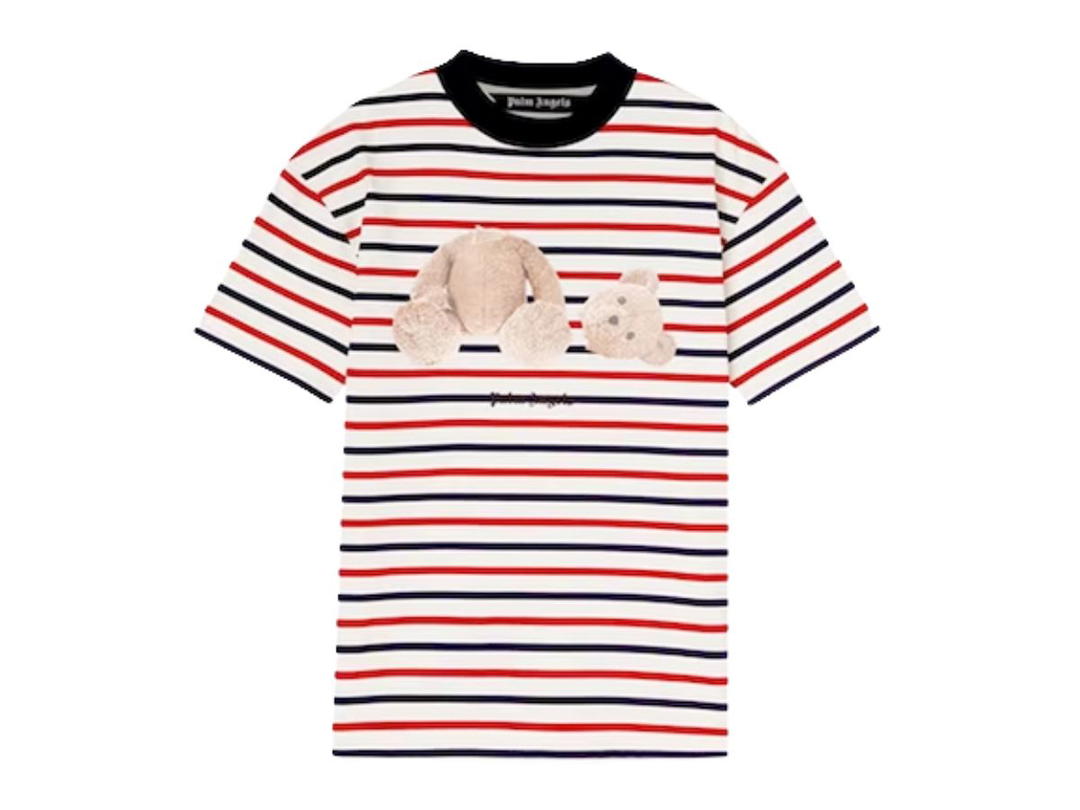 Palm Angels Palm Angels Striped Teddy Bear T-Shirt White Red Blue