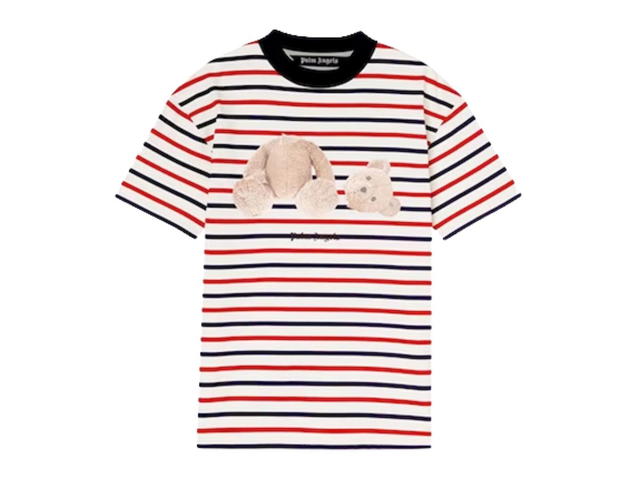 Palm Angels Palm Angels Striped Teddy Bear T-Shirt White Red Blue - view 1