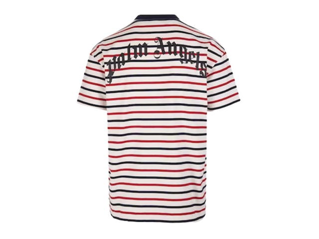 Palm Angels Palm Angels Striped Teddy Bear T-Shirt White Red Blue - view 2