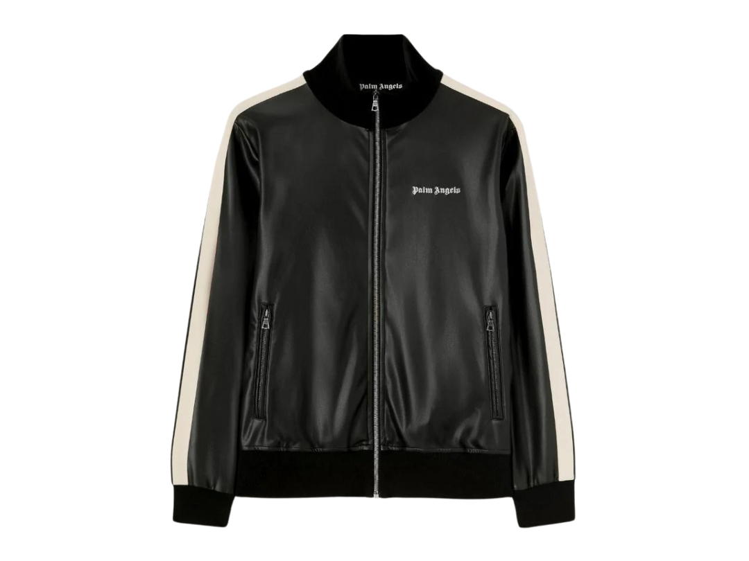 Palm Angels Palm Angels Track Jacket Leather Effect Black Off White
