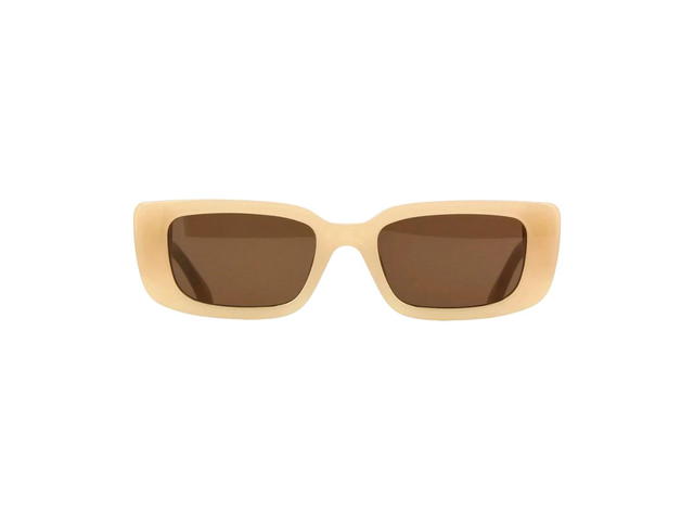 Palm Angels Palm Angels Yosemite Sunglasses In Sand Opal Acetate Frame With Silver Palm And Brown Lenses - view 2