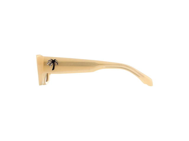 Palm Angels Palm Angels Yosemite Sunglasses In Sand Opal Acetate Frame With Silver Palm And Brown Lenses - view 3