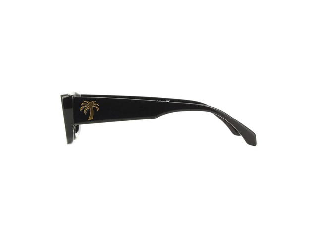 Palm Angels Palm Angels Yosemite Sunglasses In Shiny Black Acetate Frame With Gold Palm And Dark Grey Lenses - view 3