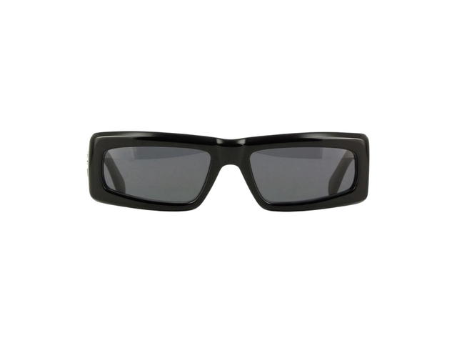 Palm Angels Palm Angels Yreka Sunglasses In Shiny Black Acetate Frame With Silver Palm And Dark Grey Lenses - view 2