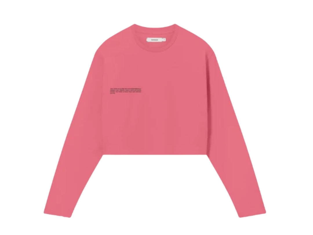 Pangaia Pangaia Organic Cotton Long Sleeve Cropped T-shirt Mineral Red