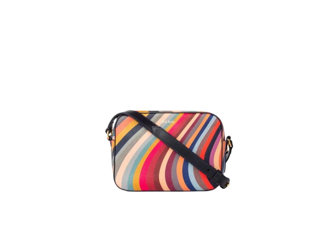 Paul Smith Paul Smith Swirl Leather Cross-Body Bag In Premium Pebble Grain Leather With Navy Leather Adjustable Strap