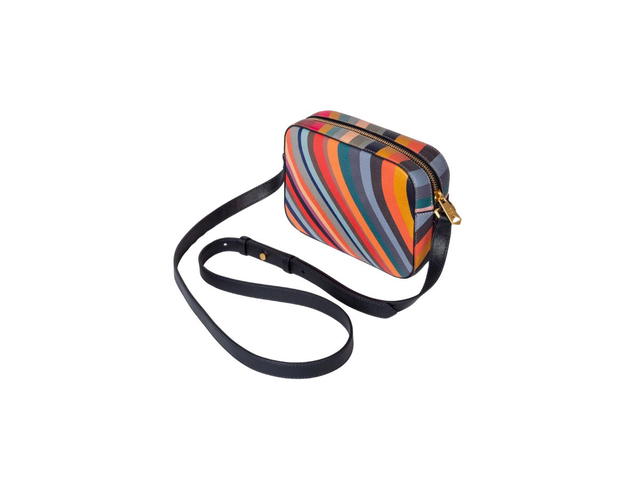 Paul Smith Paul Smith Swirl Leather Cross-Body Bag In Premium Pebble Grain Leather With Navy Leather Adjustable Strap - view 3
