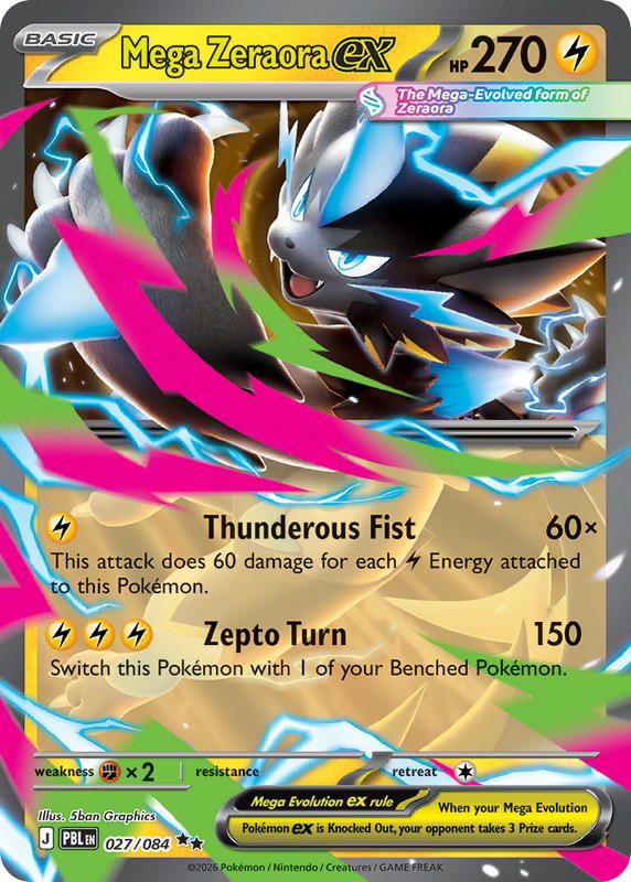 Pokemon Pokemon Mega Zeraora ex RR [PBL 027/084] Mega Evolution "Pitch Black" (EN)