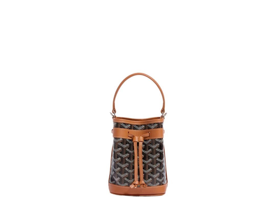 Goyard Goyard Petit Flot Mini Bucket Bag Black Tan