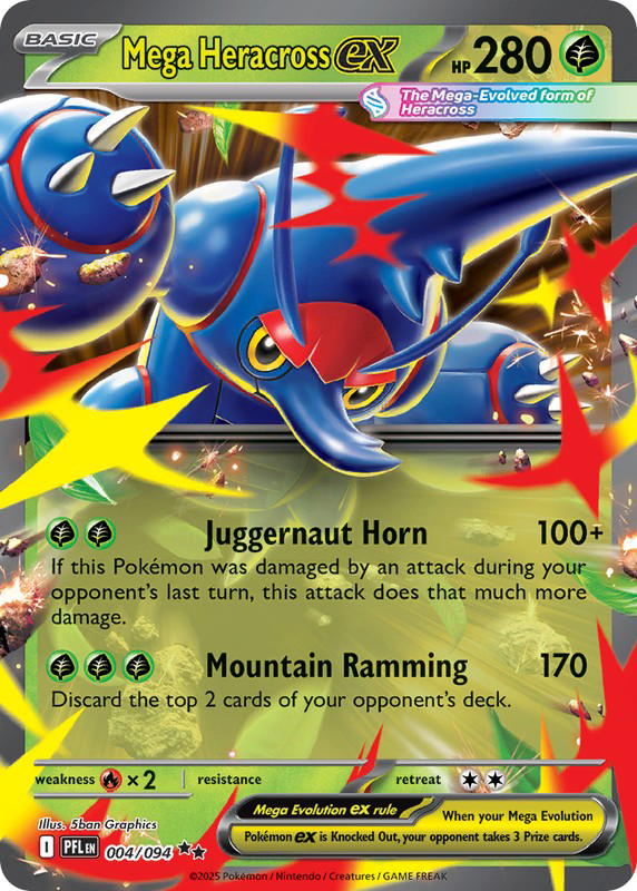 Pokemon Pokemon Mega Heracross ex RR [PFL 004/094] Mega Evolution "Phantasmal Flames" (EN)