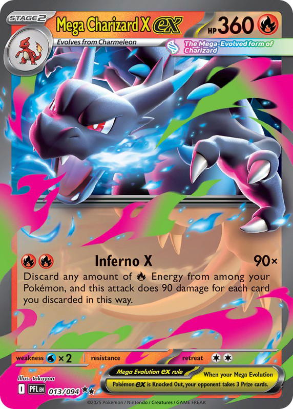 Pokemon Pokemon Mega Charizard X ex RR [PFL 013/094] Mega Evolution "Phantasmal Flames" (EN)