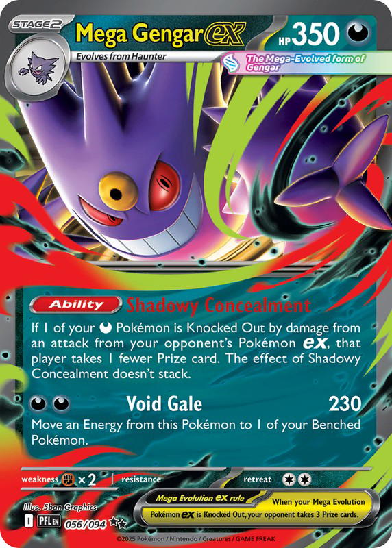 Pokemon Pokemon Mega Gengar ex RR [PFL 056/094] Mega Evolution "Phantasmal Flames" (EN)