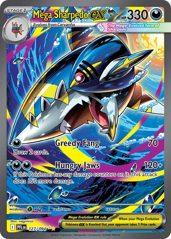 Pokemon Pokemon Mega Sharpedo ex SIR [PFL 127/094] Mega Evolution "Phantasmal Flames" (EN)
