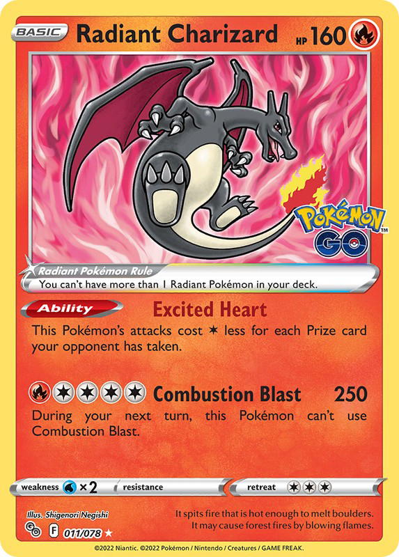 Pokemon Pokemon Radiant Charizard K [PGO 011/078] Sword & Shield "Pokémon GO" (EN)