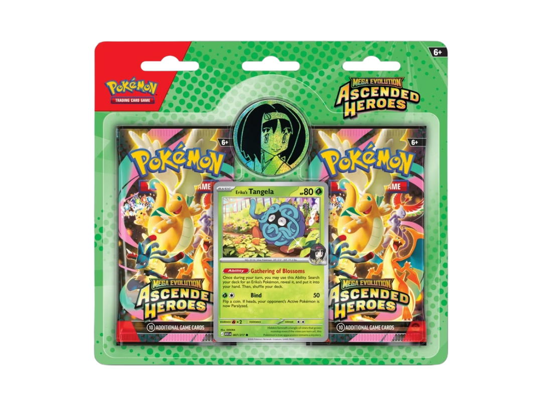 Pokemon Pokemon Mega Evolution "Ascended Heroes" 2 Pack Blister (Random Art) & Coin & Tangela Promo Card (EN)