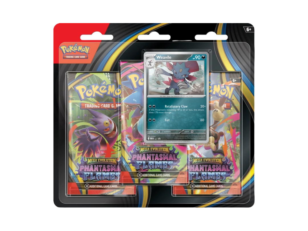 Pokemon Pokemon [PFL] Mega Evolution "Phantasmal Flames" 3 Pack Blister (Random Art) & Weavile Promo Card (EN)