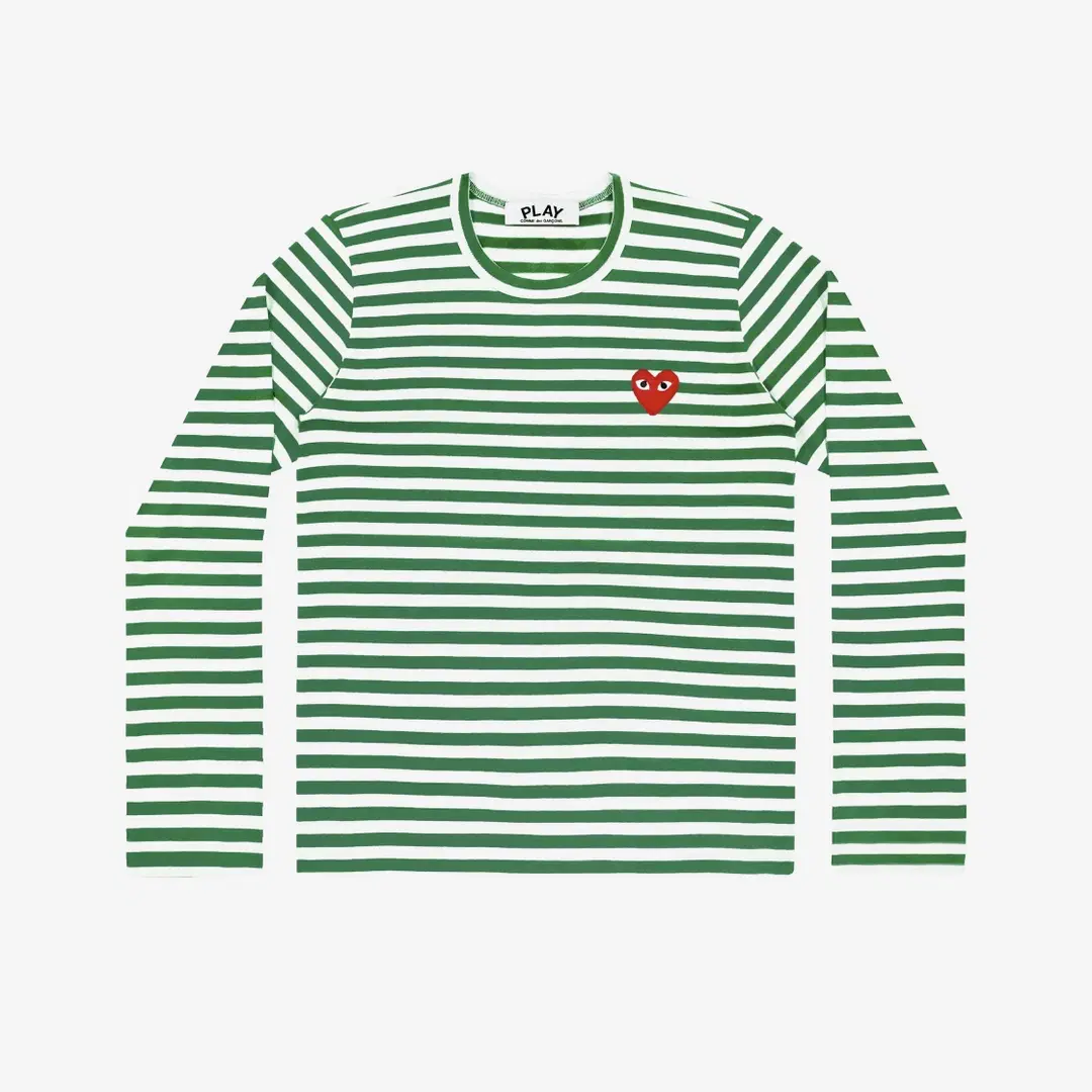 Comme des Garcons Play Comme des Garcons Striped LS T-Shirt Green White
